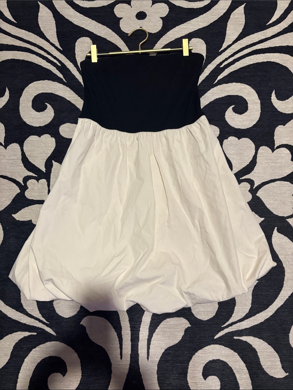 a new day Black and White Strapless Bubble Hem Dress